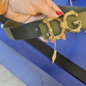 Dolce & Gabbana Green Belt with Gold DG Buckle
